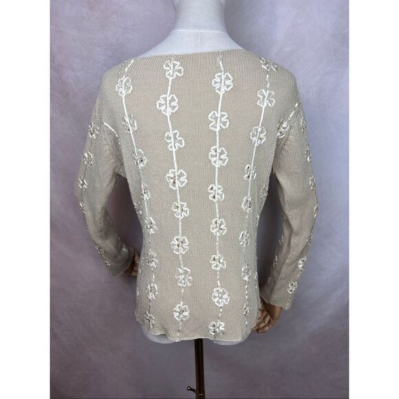 Vintage 1990s Knit Top Floral Embellishments Boho Whimsical Fairy Renaissance - Picture 5 of 13